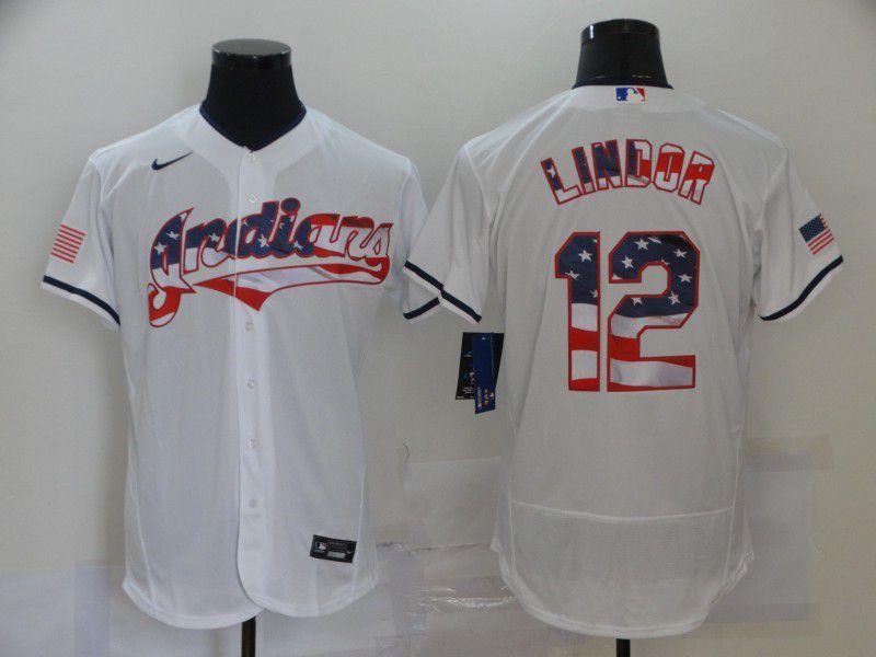 Men Cleveland Indians #12 Lindor White Elite 2024 Nike MLB Jersey style 1->philadelphia phillies->MLB Jersey